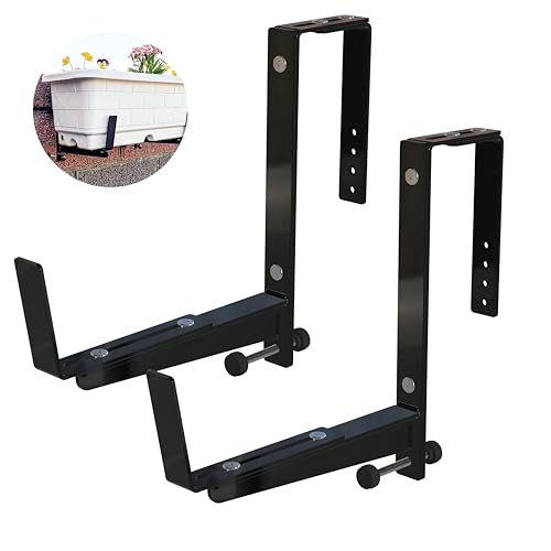 ベランダ手すり用プランターブラケット 2個セット ? 調整可能なプランターボックス用ハンギングホルダ..