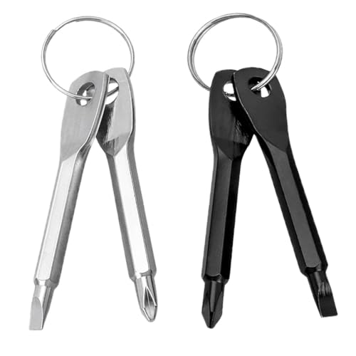 MNWMNW ミニドライバー 多機能 2個入り グレー ブラック ドライバー キーホルダー 工具キーホルダー ク..