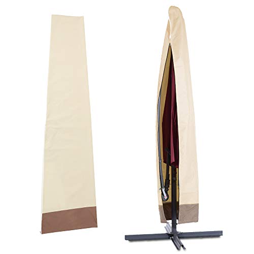 無地ベージュ/-/-・パッケージ個数:1・?サイズ長さ:2m 頭の幅：約55cm　底の幅：約60cm 。撥水材質を使用します。軽く、通気性よく、縮まなく、変色しなく、長持ちします。・?高品質表地は厚手の600Dオックスフォード生地を採用します。シルバーコーティングし、放熱によくて、防水、UVカット、耐熱、破れにくいです。・?強力保護パラソルを夏の強い日差しや大雨、冬の雪、鳥の糞、木液などの汚れから守って、寿命を延ばします。・?省スペース収納用の袋付き、使用しない場合は、カバーを折りたたんで包装袋に置いて、空間を節約できます。・?大便利使いや清潔する方は便利です。取り付けや取り外しも便利です。