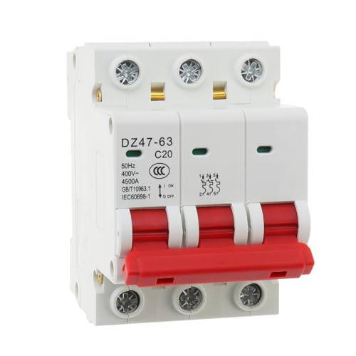 Smgda サーキットブレーカ 熱磁式 DZ47 DINレール取付型 遮断スイッチ 2P 25A M60-C20 240V AC回路保護用 3極(4.0)