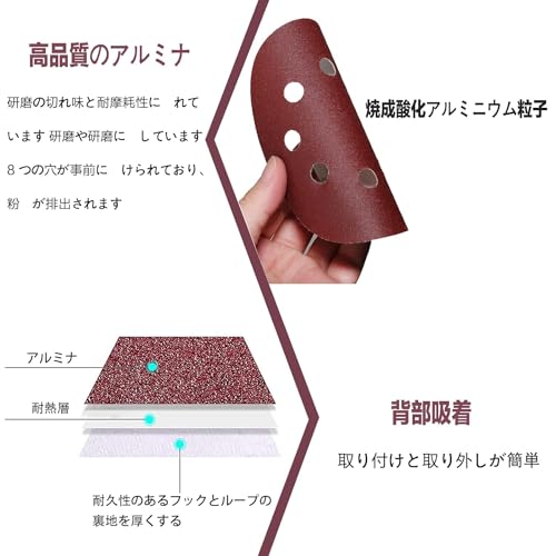 STEBREAM サンドペーパー サンディングディスク 125mm 8穴 丸型 100枚 #400番 サンドペーパー セット 耐水サンドペーパー