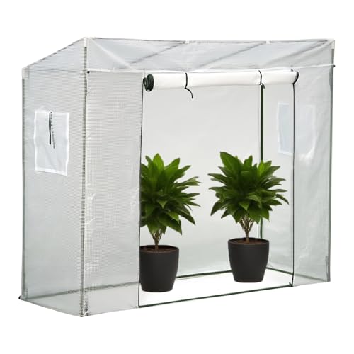 RUCOIN 温室ガーデンハウス ビニールハウス ビニール温室、170x77x200cm、大型 植物温室 DIY 観葉植物 組立簡単、傾斜屋根、