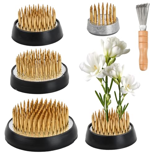 生け花 剣山 丸剣山 ゴムリング付き 4点セット 掃除道具付き フラワーアレンジメント 材料 滑り止 華道..