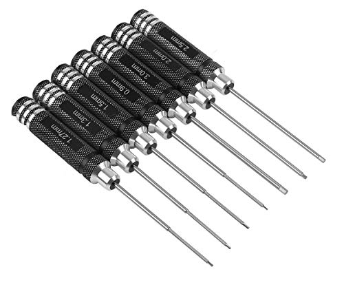 POHZE 六角レンチドライバー 窒化チタン 精密ドライバーセット ドローン用 7pcs セット（0.9mm 1.27mm 1.3mm 1.5m