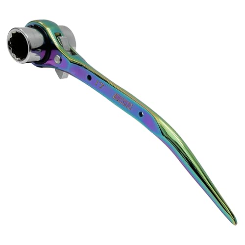 SK11エスケー11 SPIDER 両口ラチェットレンチ スリム 曲がりシノ付き レインボー 17×21mm SPD-R1721CP