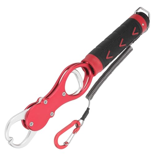 赤/-/JQ-183・製品内容サイズ約29*4.4cm、重量約208g，赤・高品質素材高品質のアルミニウム素材で製造され、耐久性が高く、腐食性が優れて錆びにくく、海釣りに適用です。・360°回転握り魚を掴んだ時、魚が暴れていて握りが水平に回転になり、掴んだ魚に簡単に逃げられません。・操作が簡単漁唇鉗子は人間工学に符合し、手の力を増強し、疲労を減らすことができる、簡単に操作することができます、濡れた状態でもしっかり掴める滑り止めグリップ。・魚を傷つけませんダブルオープンジョー、鈍い先端が魚の唇を保護し、魚の口をしっかりと固定することができます。 最大重量は15kgで、あらゆる釣りに適しており、実用性に優れています。釣り上げた魚を安全につかむことができ、記念撮影をする時などにも活躍しますフィッシュグリップ フィッシュキャッチャー 魚掴み器 計量機能付き 360度水平回転式 魚つかみ 軽量フィッシュグリッパー ステンレス 滑り止め 釣り具 便利 魚つかみ 多機能ツール 携帯便利 高耐久 防錆