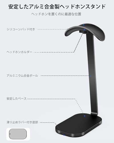 nicobeststoreのVICHYIE ヘッドホン スタンド、AirPods Max用ヘッドフォンスタンド、アルミ合金サポートバーと安定した滑り止めスタンド、ほとんどの｜アングル2