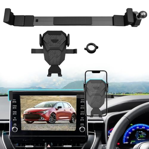 カローラ/カローラクロス 8インチ画面 専用車載スマホホルダー スマホスタンド 画面やハザードスイッチを妨げず 360度回転 落下防止 片手操作