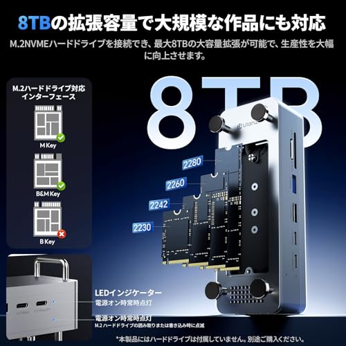 Ulanzi QT03 Mac mini M4/M4 Pro ���� USB-C�ϥ� & ������� 10-in-1 �ɥå��󥰥��ơ������ USB