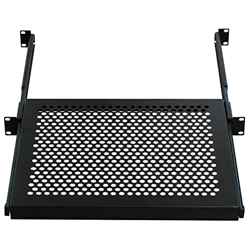 nicobeststoreのキクタニ Kikutani 19インチ ラックマウント スライドメッシュトレー 1U ブラック STR-268｜アングル2