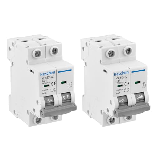 Heschen DCミニチュアサーキットブレーカー、HSB6C-DC、2極、DC500V 32A、ソーラーパネルコントローラ..
