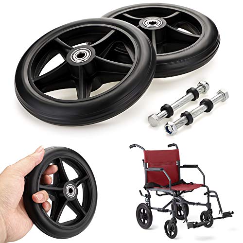 BSTKEY 2本セット 車椅子の前輪 キャスター 車椅子用ホイール 前輪交換 ソリッドホイル 耐摩擦製キャスター 車椅子部品交換 2 ブラック