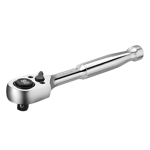 WORKPRO ラチェットハンドル ラチェットレンチ 薄型 ソケットレンチ 差込角6.35mm 90山ギア 回転方向切替簡単 速脱ボタン コンパ