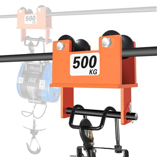 乐天商城 - CXCESNS パイプトロリー 単管用トロリー 電動ウインチ用プレントロリー 500kg 吊り下げトロリー 小型トロリ プレントロリー手動用 パ