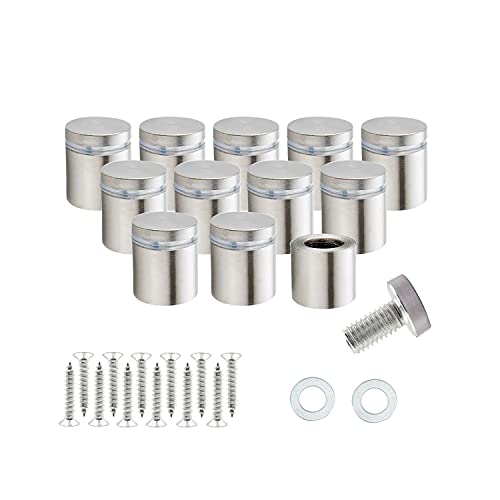 乐天商城 - RuoFeng ステンレススチールウォールマウントガラススタンドオフホルダーネジネイル広告釘12個 12x20mm