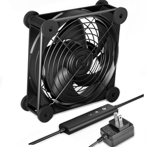 upHere 空冷ファン12cm 冷却ファン AC電源 ミニ送風機 扇風機 PC強力冷却クーラー DC12V電源 5段階風量調整 静音 多用途排
