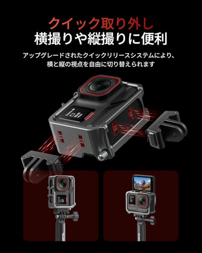 TELESIN アルミ合金ケージ Insta 360 Ace Pro 2/Ace Pro/Ace 対応 縦横撮影 保護フ...