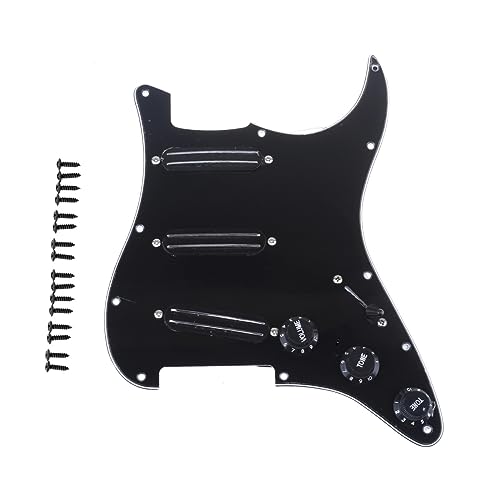 ブラック/-/MX1651BK・Color:ブラック・パッケージ個数:1・Squier Strat SSSや他の似ているスタイルなimportギターに適用 またほとんどのアメリカ/メキシコ製現代的な標準Strat SSSスタイルなエレキギターにも適合・アメリカンスタンダードSTタイプのピックガード 11穴 SSS配列のHot Railsセラミックシングルサイズハムバッカーピックアップセット・経験豊富な技術者による手作業で作り上げたキット 配線時の細かいことへのこだわり 厳選されたパーツ 自社で厳しいテストを実施しました・わかりやすい専門的な配線図付属の取扱説明書の通り配線すると 作業がしやすい・パッケージ内容:1枚の配線済ピックガード.ピックアップマグネット:セラミック レールの長さ:62mm.ポット: A250KT x 2 + B250KV.インポートスタイルの5wayレバースイッチ 0.047uFコンデンサー x 2 PVCワイヤー
