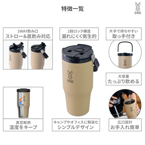 DODディーオーディー トッテモ・ウサーモ 大容量 直飲み 2way ストローマグ MG1-159-TN