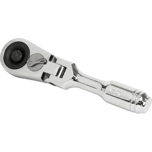 フレックスシルバー/差込角:6.35mm1/4インチ/SRH2CSF・Size:差込角:6.35mm1/4インチStyle:フレックス・パッケージ個数:1・差込角:6.35mm1/4インチ・ヘッド幅:22.5mm・ヘッド厚:10.5mm・全長:94mm・ギア数:72手の中に収まるコンパクトボディ+180度首振り機構で窮屈で複雑な場所にも対応 ソケットと組み合わせ、六角ボルト・ナットやネジの締付け、緩め作業 ワンサイズ小さく設計された極小ヘッドは、従来商品では使用できない、より窮屈なスペースでの作業が可能 ギア数72山採用で、振り幅の制限された狭い場所でも細かな送り角度で、操作性抜群