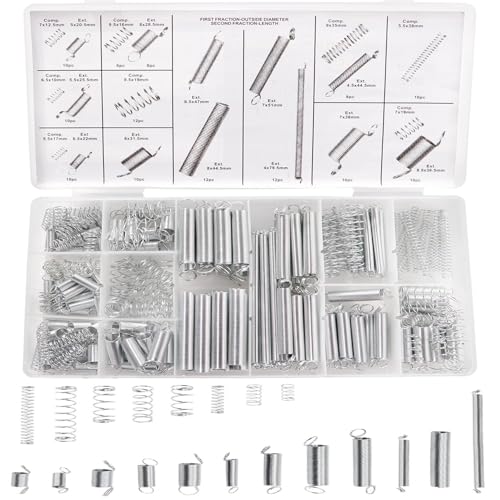 JUTOSU スプリングセット 20種類200個 圧縮ばね 引張ばね コイルばね ピックツール 収納ケース付き DIY..