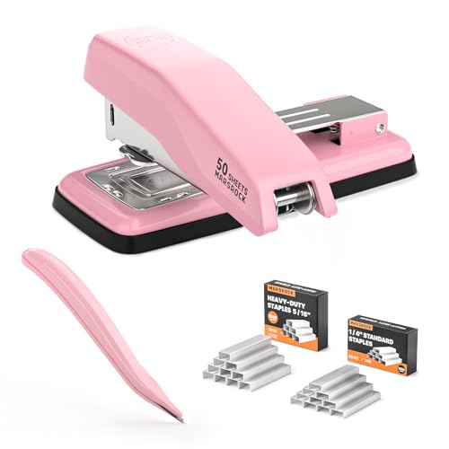 Marsrock ホッチキス 180°回転 中綴じホッチキス 強力 卓上 最大50枚とじステープラー リムーバー/2000..