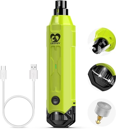 Casfuy 犬爪切り電動 6スピード - 最新の強化されたペット用ネイルグラインダー 充電式電動犬用ネイル..