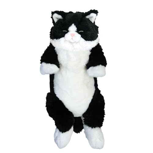 樂天商城 - サンレモン ひざねこ すやすや ハチワレ 22×14×47cm ぬいぐるみ アニマル かわいい 猫 ネコ 白 黒 P-1283