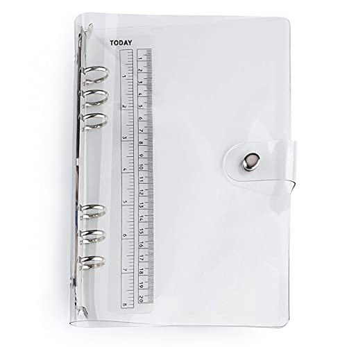 6穴 A5 システム手帳 バインダー a5 透明 ボダン付き 手帳カバー システム手帳カバー ノート 可愛い 定規付き 日記カバー メモ 手帳