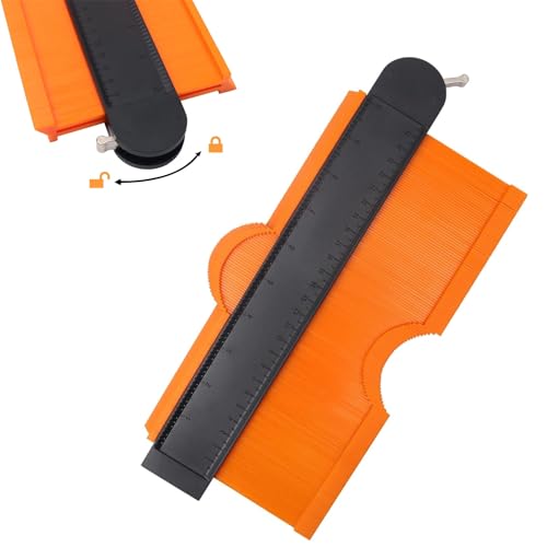 コンターゲージ 型取りゲージ 250mm 目盛り付き ロックタイプ ABS製 オレンジ KTIN10-O凸凹測定/輪郭コピー/DIY/木工
