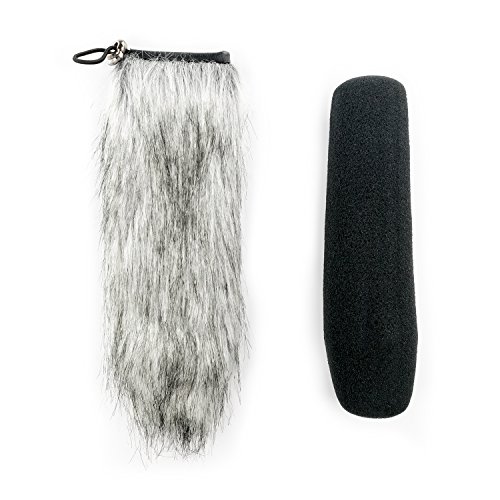 CRSHIPガン マイク用 ウインド ジャマー ウィンド スクリーン 2点セット 戸外用マフ製 屋外用 アクセサリー 防風 防音 22cm