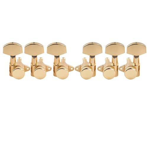 ゴールド/-/-・Color:ゴールド・パッケージ個数:1・90度のペグネジタグ穴が付いた多くのギターに適合します。Epiphone LPスタイルのギターまたは同様のギター用の優れたペグアップグレードオプション・標準のペグ取付穴 10mm、15：1のギア比に適合し、よりスムーズで正確なチューニングアクションを実現・スタガなしシャフト、スムーズなチューニング、安定したロック・フルメタル、密閉設計、高品質の電気メッキ仕上げおよびハードウェア・パッケージ内容:6個セット3左+3右