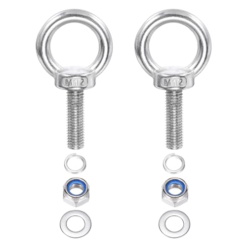 Rakuten - PATIKIL M12 x 50mm リフティングショルダーアイボルト 2個セット 304ステンレス鋼リフティングリング付きスレッドアイボルト