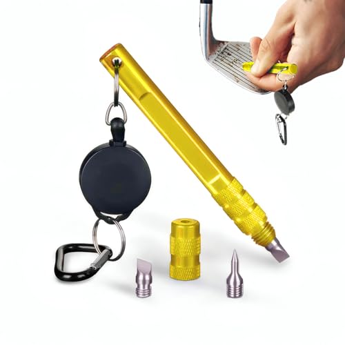 ゴルフ 溝削り クラブシャープナー ビット3本付き ゴルフクラブ 手入れツール アイアン ウェッジ対応 グルーブクリーナー チップ収納式 携帯便