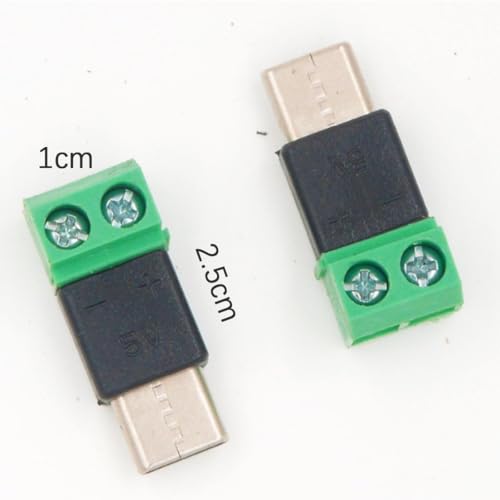 PENGLIN 5個USB Type C オス - 2ピン ネジ端子アダプターコネクターコンバーター ...