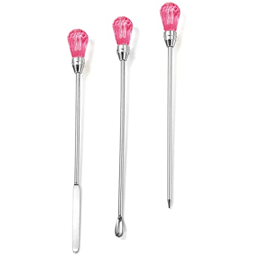 Toilet Articles - サムコス UVレジン 基本道具 3個セット 調色スティック ピンセット 混ぜ棒 レジン 工具 DIY 手芸 ハンドメイド道具 濃いピンク