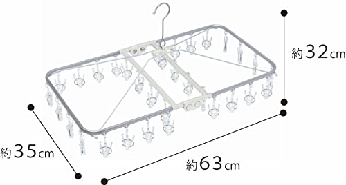 nicobeststoreのオーエ ポリカ 角ハンガーアルミ 32ピンチ クリア 88556 サイズ:幅38.5×奥行36×高さ6cm｜アングル2
