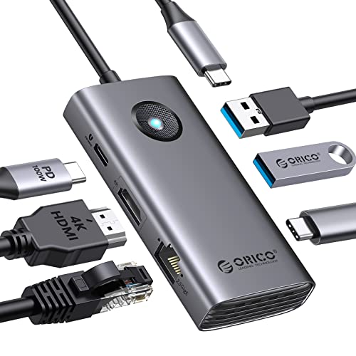ドッキングステーション、ORICO 6 in 1 USBハブ、4K HDMI、2.5Gイーサネット、PD 100W、USB-A 3.0ポート×2
