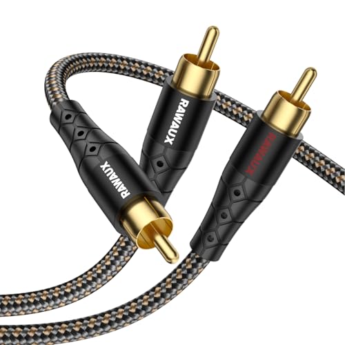 RAWAUX RCA分岐ケーブル3m RCA 1オス-2オス Y型オーディオケーブル 24K金メッキプラグ モノラル-フォノ 赤と白の同軸ステレ