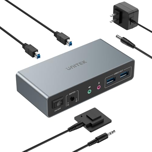 Unitek HDMI KVM Switch 2in2アウト 4K@60Hz USB3.0 KVM切り替え デュアルHDMIモニター USB3ポ