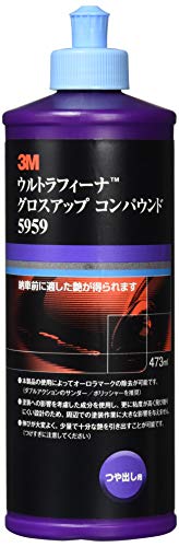 5959 473ml-/-/5959・Style:5959 473ml・パッケージ個数:1・自動車のディーテイリングの最終工程で使用される高性能研磨コンパウンドで、光沢のある、仕上がりになります。・液体は 濡れ広がり、少量で広い表面積に塗布することができます。・高光沢塗膜によりオーロラマークの形成を防ぎます。??・表面を傷めず、深い光沢が得られるように特殊な配合がなされています。??・明るい色と暗い色の車の両方に適しています。●納車前の最終仕上げのために作られたつや出し剤です。●伸びが良いため、少量の使用で十分なつやを引き出すことが可能です。●塗装はじきなどへの影響を考慮した成分・組成となっています。●ダブルアクションのサンダー／ポリッシャーとの組み合わせでオーロラマークの除去が可能です。●シングルアクションポリッシャーでもつやの高い皮膜によってオーロラマークの発生を抑制します。●つや出し