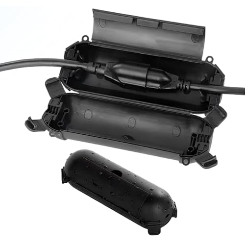 屋外用延長コード コンセントカバー付き 雨よけストリングライト保護 安全接続と短絡防止 対候性電源ボ..