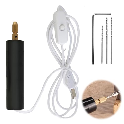 PAVIKE ハンドドリル USB ピンバイス 電動5本セット電動ハンドドリル 小型 精密ドリル 穴あけ 手芸 DIY工具 ドリルビット3本と六