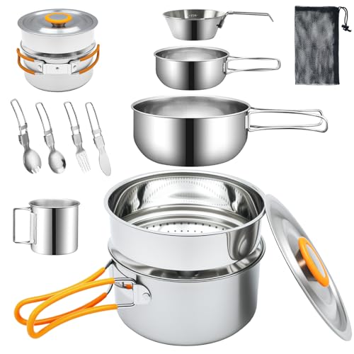 銀/11点セット/カトラリー付き・Model:カトラリー付き・豪華な調理道具11点セット鍋やフライパンなどの調理器具からお皿、マグカップやカトラリーなどの食器までワンセットに揃えて、煮る、蒸す、炒める、燻すことがこの1セットで実現できる充実...