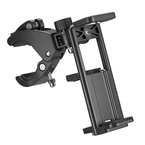 マイクスタンド用 スマホホルダーバサミクランプ、自転車/オートバイクランプマウント、ライブブロードキャストマルチカメラ三脚クランプ、調整可能で安