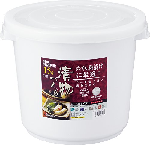 リス 漬物容器 丸型 ホワイト 15L シールストッカー 15型 日本製