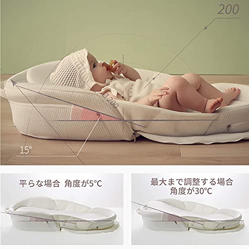 ベビーアムール Bebamour ベビーベッド 折りたたみ式 ベッドインベッド 添い寝 簡易ベッド 新生児 携帯型ベビーベッド 通気性 高さ調整 [2]
