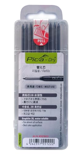 Rakuten - ピカマーカー 建築用シャープペンシル“Dry”用替芯 10本入り 黒2B ブリスターパック 4030SB03
