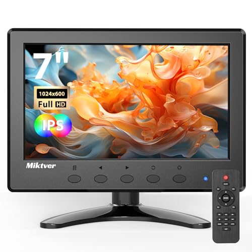 Miktver 7インチ小型モニター 1024 x 600 IPS 178°視野角 液晶PCサブディスプレイ VGA BNC USB HDMIセ