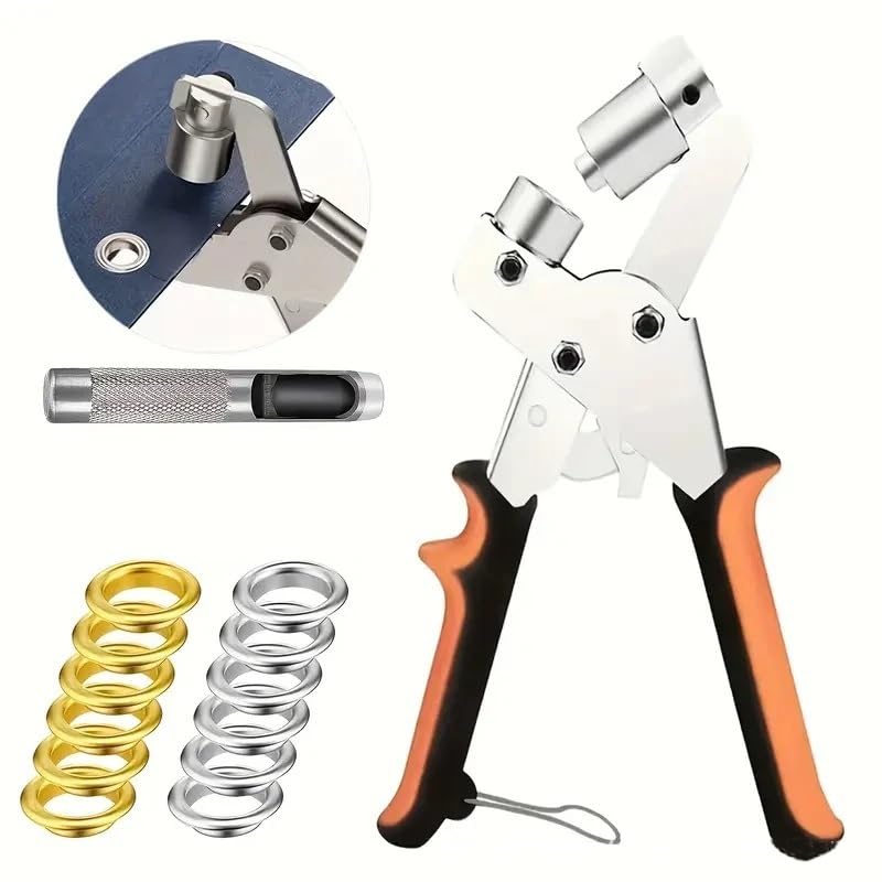 Rakuten - ハトメパンチ 10mm グロメットツールキット アイレットプライヤー 穴あけ工具 ハトメ 穴あけパンチ 手持ち丸型 プライヤー 穴パンチ 手動ハ